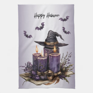 Linge De Cuisine Chandelles violettes d'Halloween chauves-souris Éf