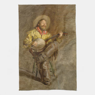 Linge De Cuisine Chanter Espagnol Cowboy à Banjo jouer à la chanson