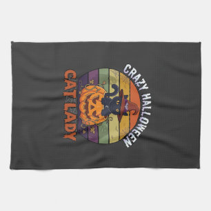 Linge De Cuisine Chapeau de sorcière de citrouille noire de dame de