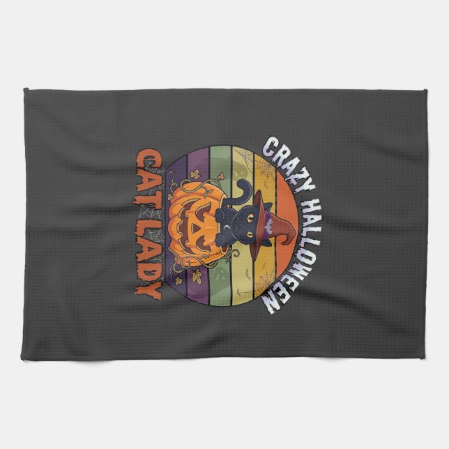 Linge De Cuisine Chapeau de sorcière de citrouille noire de dame de (Horizontal)