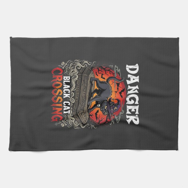 Linge De Cuisine Chapeau de sorcière de Halloween Danger Black Cat  (Horizontal)