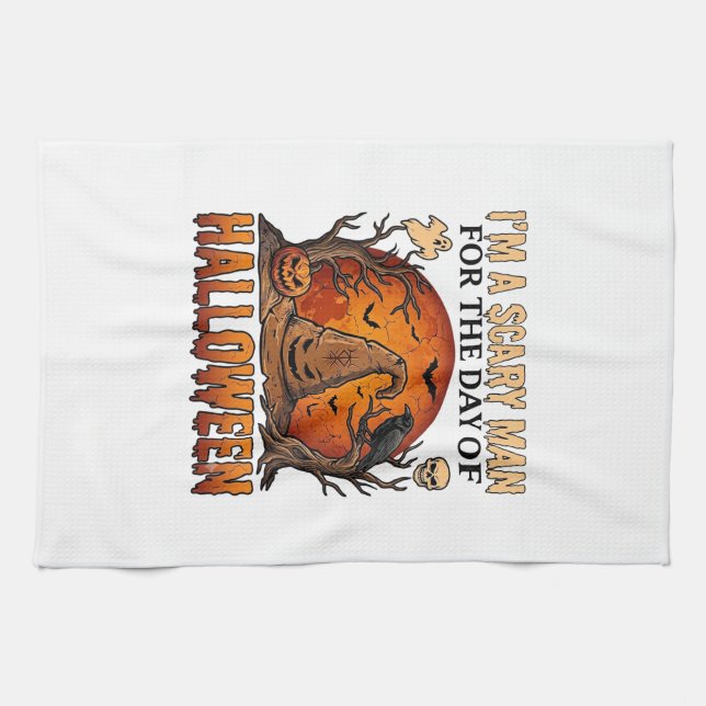 Linge De Cuisine Chapeau de sorcière d'Halloween de l'homme effraya (Horizontal)