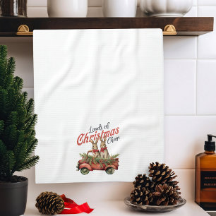 Linge De Cuisine Charges de lapins de Noël en Camion Rouge