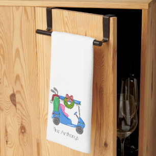 Linge De Cuisine Chariot de golf bleu personnalisé pour Noël