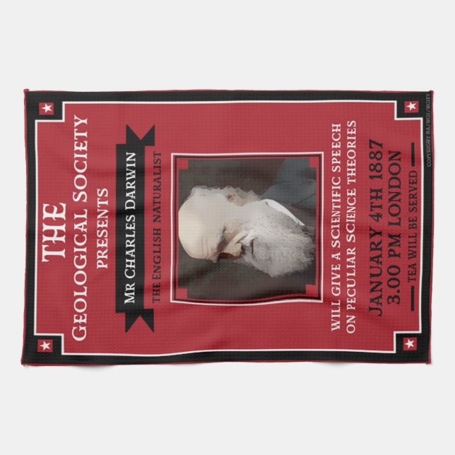 Linge De Cuisine Charles Darwin Repro Retro Vintage (Horizontal)