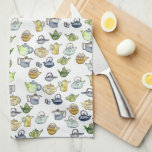 Linge De Cuisine Charmant Aquarelle Teapots Tea Motif unique<br><div class="desc">Ce motif fait main fait une serviette de cuisine géniale. Modifiez la couleur arrière - plan ou ajoutez vos propres textes. Consultez mon magasin pour en savoir plus ou faites-moi savoir si vous voulez quelque chose de personnalisé!</div>