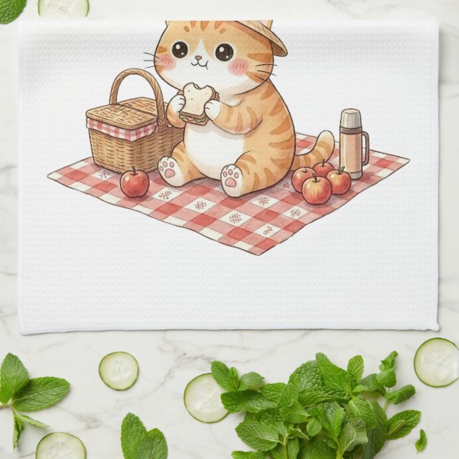 Linge De Cuisine Charmant Tablier de Cuisine Rétro Chat Gingembre K (Plié)