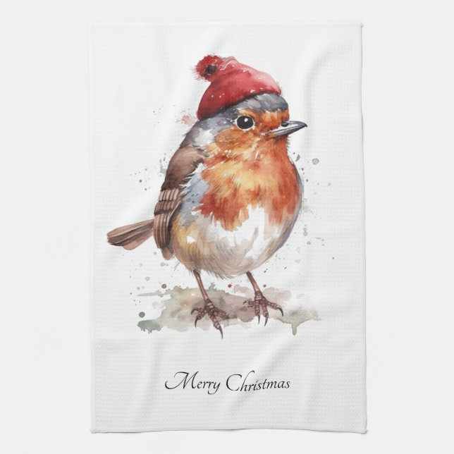 Linge De Cuisine Charme de cuisine de Noël Robin anglais (Vertical)
