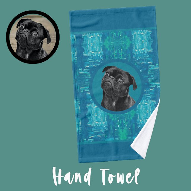 Linge De Cuisine Charme de visage de Pug noir mignon | Amour de chi (Créateur téléchargé)