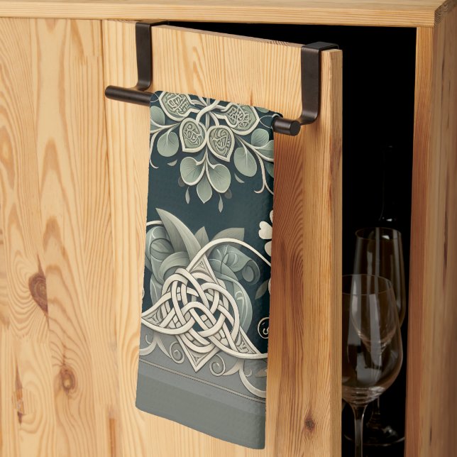 Linge De Cuisine Charme floral du trèfle celtique (Pliage en tiers)