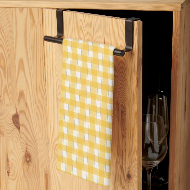 Linge De Cuisine Charme Gingham Jaune (Pliage en tiers)