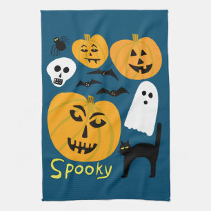 Linge De Cuisine Charming Funny Citrouilles Ghost Bat HAPPY HALLOWE