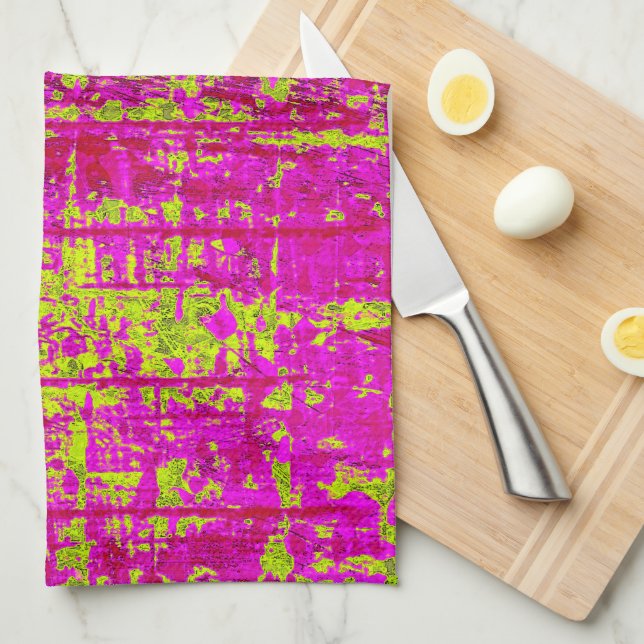 Linge De Cuisine Chartreuse Kiss rose et vert Abstrait (Quart Plié)