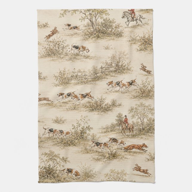 Linge De Cuisine Chasse Traditionnelle au Foxhound (Vertical)