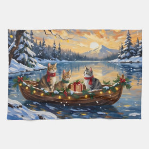 Linge De Cuisine Chat angora turc Noël Bateau Fêtes
