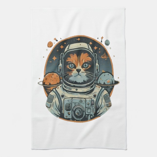 Linge De Cuisine Chat-astronaute sur les astéroïdes (Vertical)