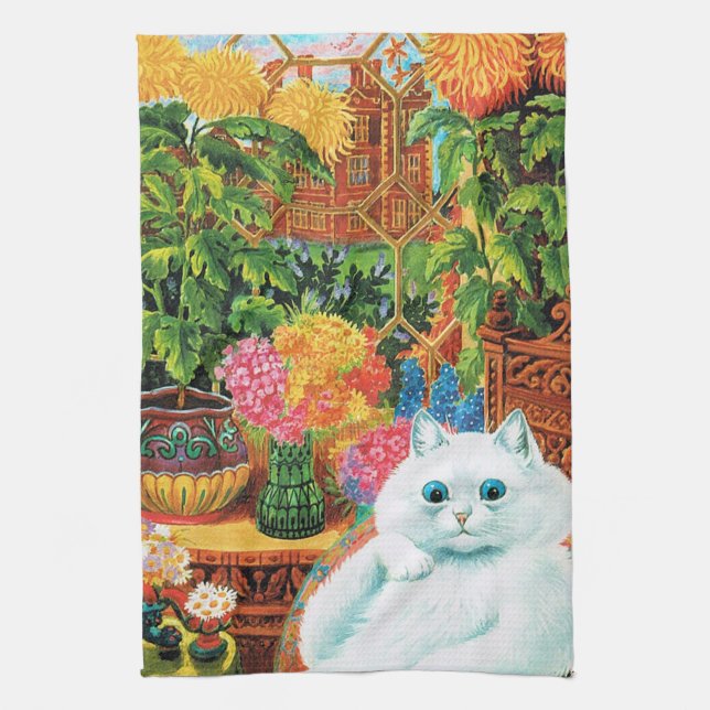 Linge De Cuisine Chat aux Fleurs, Louis Wain (Vertical)