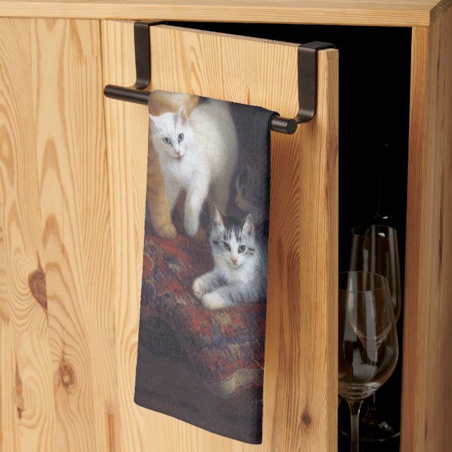 Linge De Cuisine Chat avec chatons Henriette Knip 1844 (Pliage en tiers)