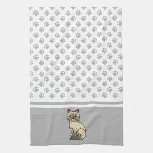 Linge De Cuisine Chat Birman / Ragdoll au point chocolat tabby & Pa