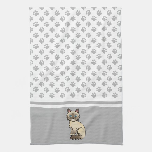 Linge De Cuisine Chat Birman / Ragdoll au point chocolat tabby & Pa (Vertical)