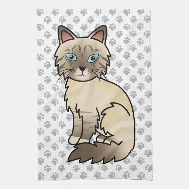 Linge De Cuisine Chat Birman / Ragdoll au point chocolat tabby & Pa (Vertical)