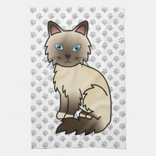 Linge De Cuisine Chat Birman / Ragdoll Point Chocolat & Pattes Mign