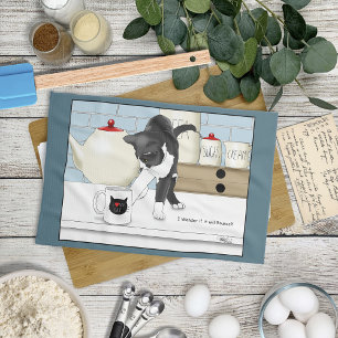 Linge De Cuisine Chat blanc gris Funny Thé Mug cuisine