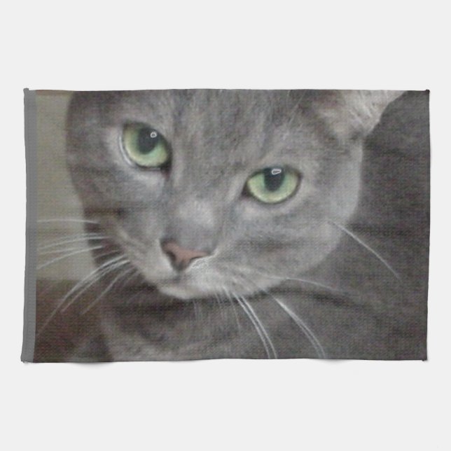 Linge De Cuisine Chat bleu russe (Horizontal)