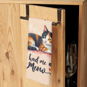 Linge De Cuisine Chat Calico Vous M'avez Eu à Miaou Aquarelle