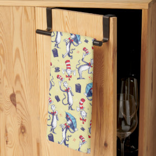 Linge De Cuisine Chat dans le Chapeau   Motif Jaune