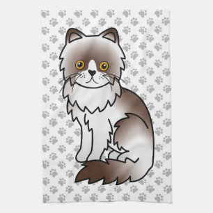 Linge De Cuisine Chat de dessin animé persan bicolore au chocolat m