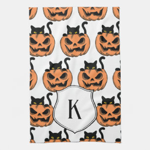 Linge De Cuisine Chat de Halloween Vintage Motif Époqué Personnalis