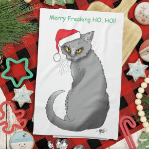 Linge De Cuisine Chat de Noël drôle et grincheux