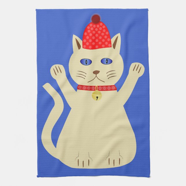 Linge De Cuisine Chat de Noël mignon (Vertical)