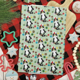 Linge De Cuisine Chat de Noël noir blanc Tuxedo