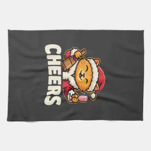 Linge De Cuisine Chat de Noël se réjouit de la boisson des Fêtes