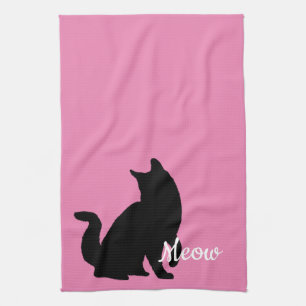 Linge De Cuisine Chat de viande noire rose