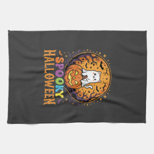 Linge De Cuisine Chat d'Halloween Citrouille Lune Design Vintage