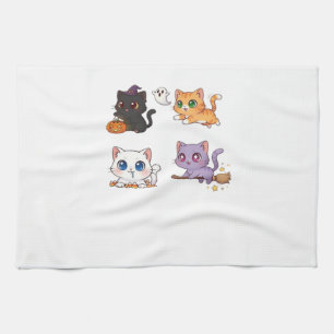 Linge De Cuisine Chat d'Halloween Félin Inspiré Effrayant et Élégan