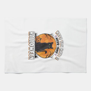 Linge De Cuisine Chat d'Halloween Meow-Some Dessin de Gravure Vinta