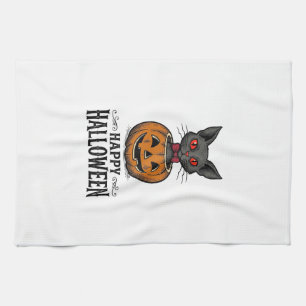 Linge De Cuisine Chat d'Halloween Mignon Citrouille Vintage Épouvan