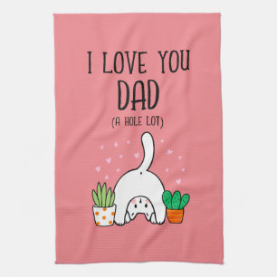 Linge De Cuisine Chat Drôle Je T'Aime Papa Un Trou Beaucoup