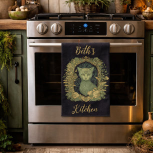 Linge De Cuisine Chat forestier mystique - Bois personnalisé