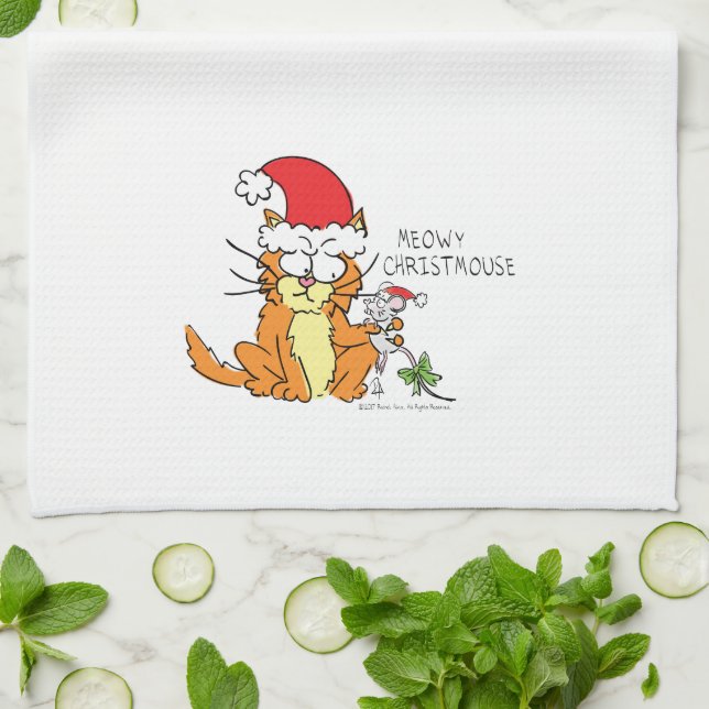 Linge De Cuisine Chat Funny Noël Cartographie mignonne souris souri (Plié)