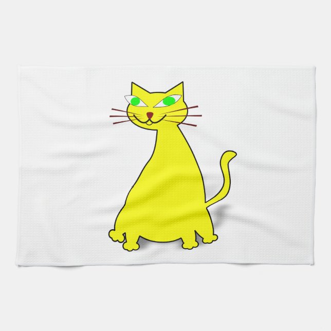 Linge De Cuisine Chat gras jaune (Horizontal)