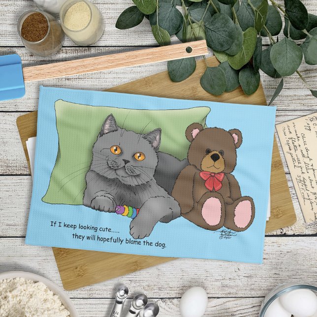 Linge De Cuisine Chat gris ours en peluche (Créateur téléchargé)