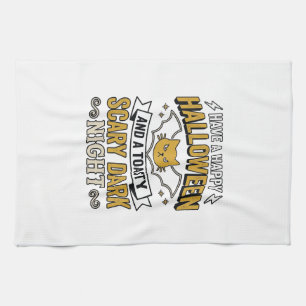 Linge De Cuisine Chat Halloween Vintage Création Nuit Sombre Effray