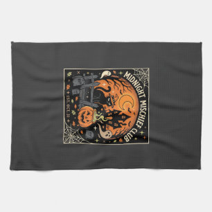 Linge De Cuisine Chat hanté sous la lune d'Halloween_2