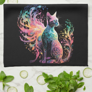 Linge De Cuisine Chat Holographique Spectral : Un Prisme d'Élégance