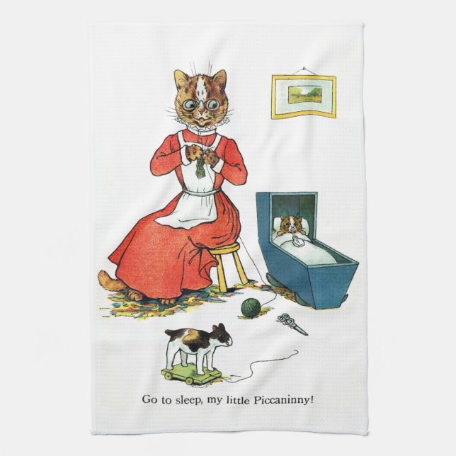Linge De Cuisine Chat mère et bébé, Louis Wain (Vertical)